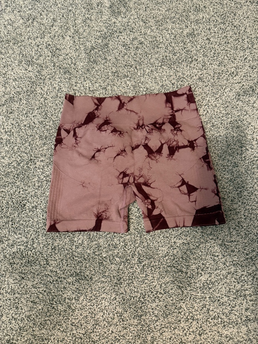 Tie-Dye High-Waist Biker Shorts - Mauve Plum